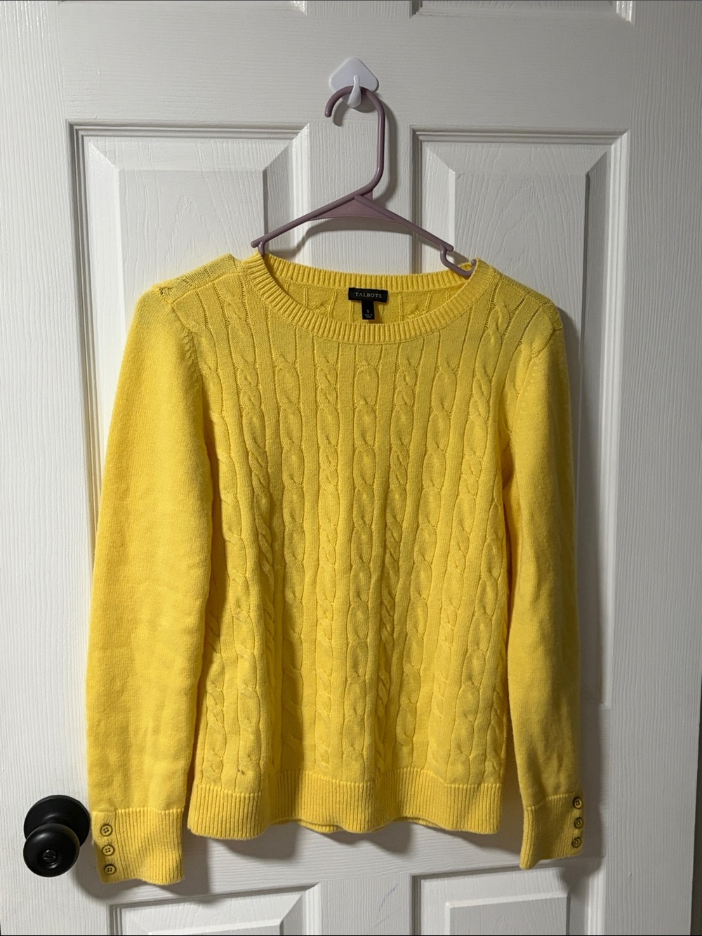 Talbots Bright Yellow Cable Crewneck Sweater